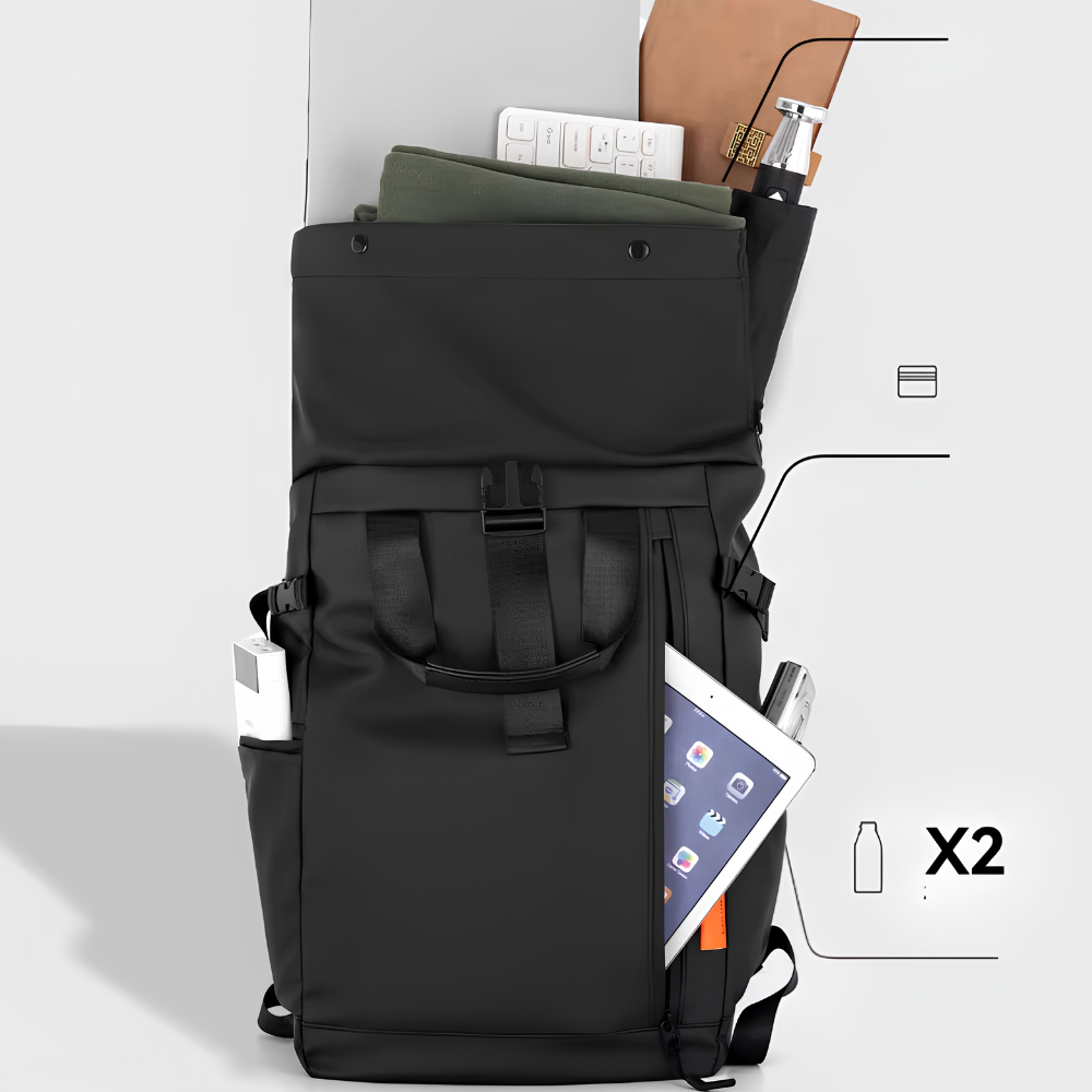 Wasserdichter Roll-Top Reiserucksack für Herren - 15,6 Zoll Laptop Rucksack mit 20-35L Kapazität