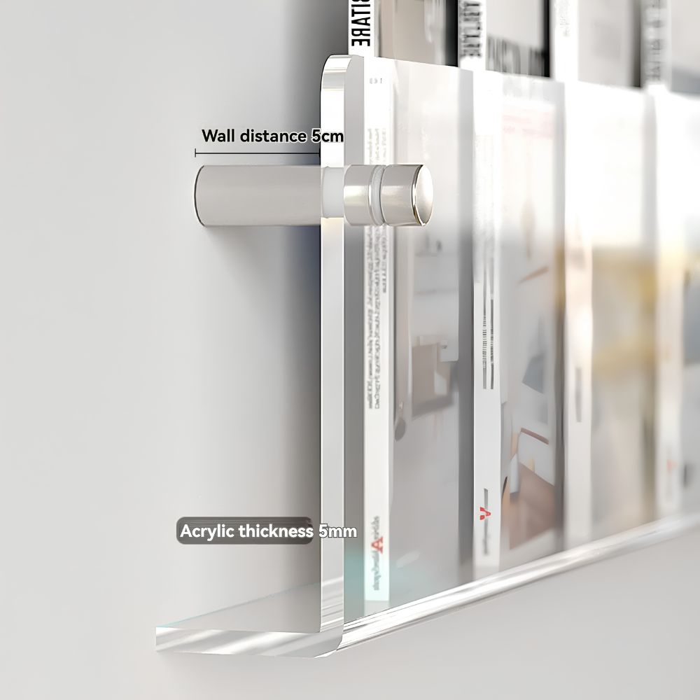 Transparentes Wandregal aus Kunststoff Wandmontierter Prospekthalter für Bücher Zeitschriften Magazine Büro Zuhause