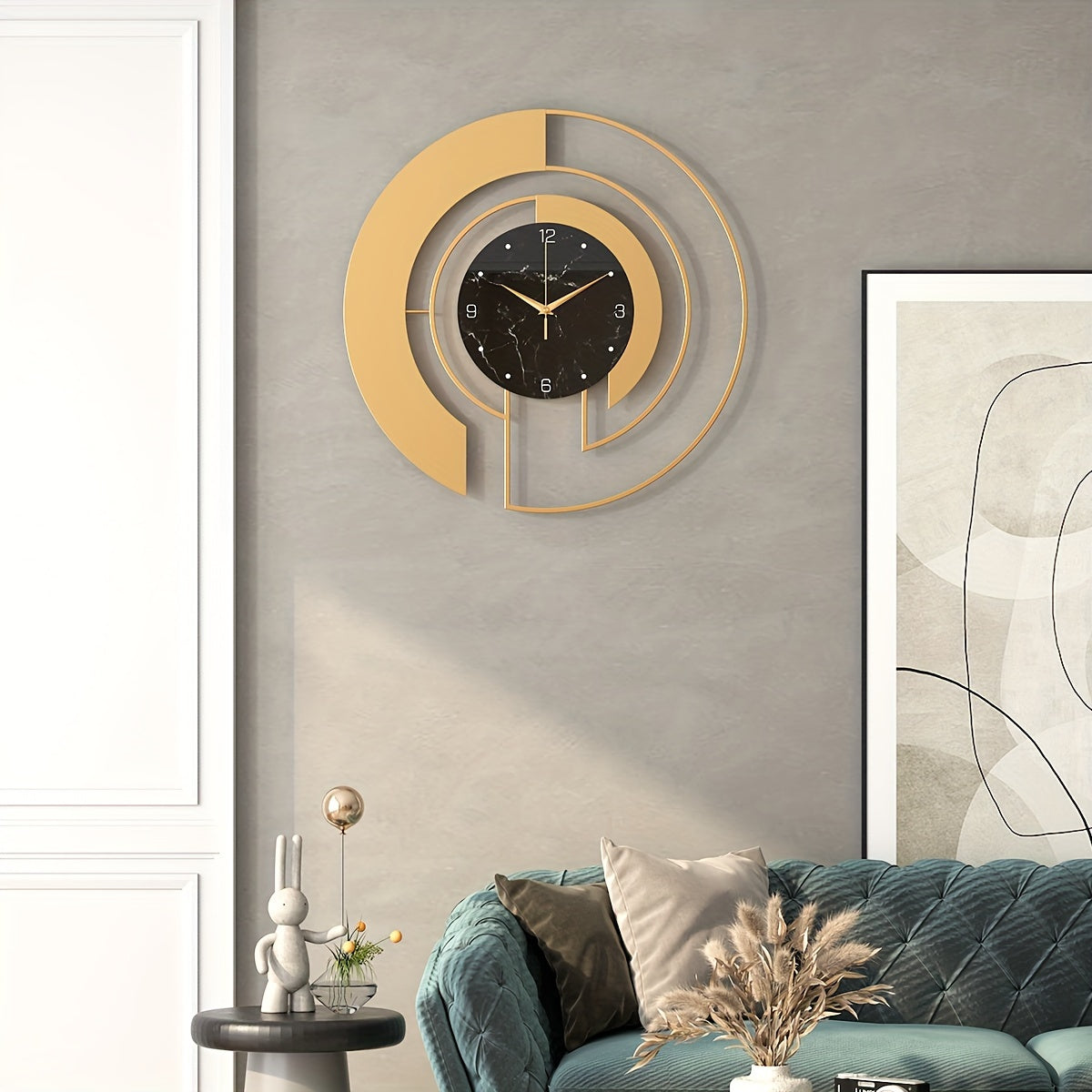 Moderne Metall Wanduhr in Glasoptik – Runde Designer Uhr mit geometrischem Muster & leisem Uhrwerk für Wohnzimmer