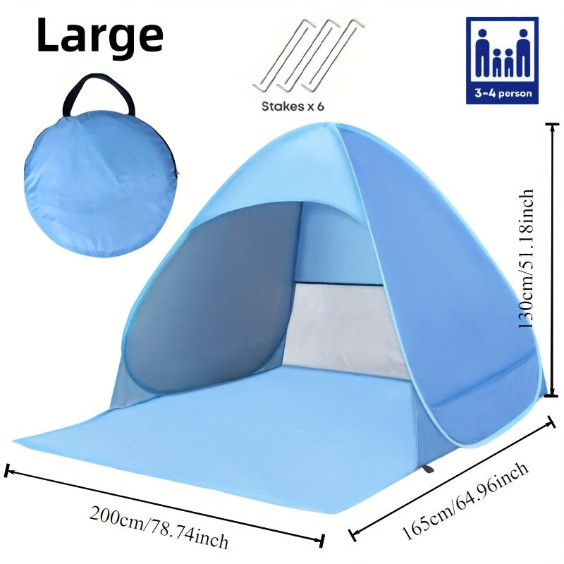 Pop-Up Strandmuschel für 2 Personen – Leichtes Strandzelt mit Sonnenschutz, Tragetasche & Heringen für Strand, Camping & Picknick