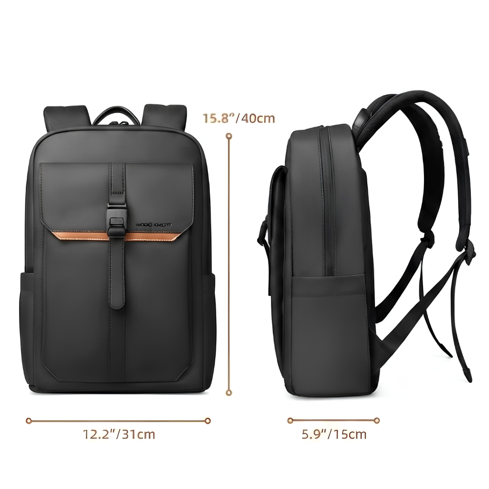 Eleganter Business Laptop Rucksack für Herren - Wasserdichter 15,6” Tagesrucksack mit Klappe