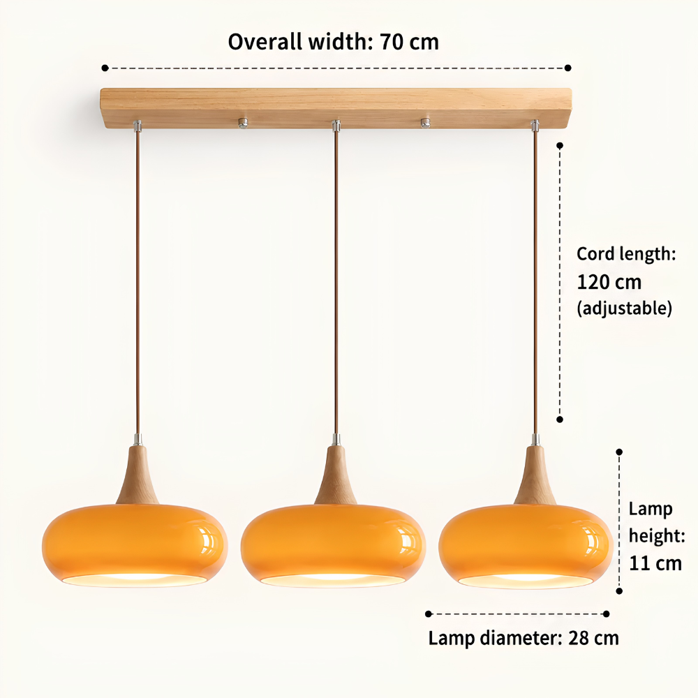 Skandinavische Holz & Glas Hängeleuchte - Moderne Pendellampe mit Holzakzent