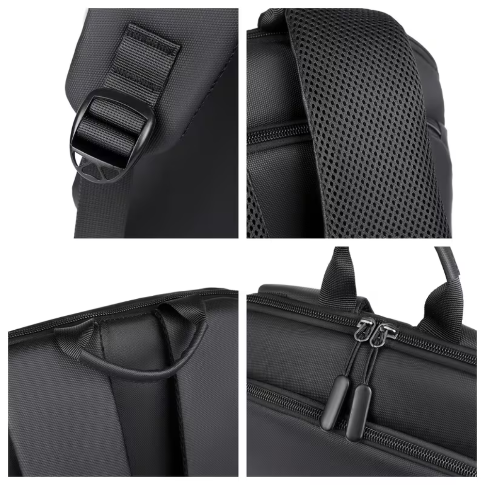 Schlanker Business-Laptoprucksack 42 × 29 × 8 cm – Wasserabweisender PVC-Rucksack mit mehreren Fächern