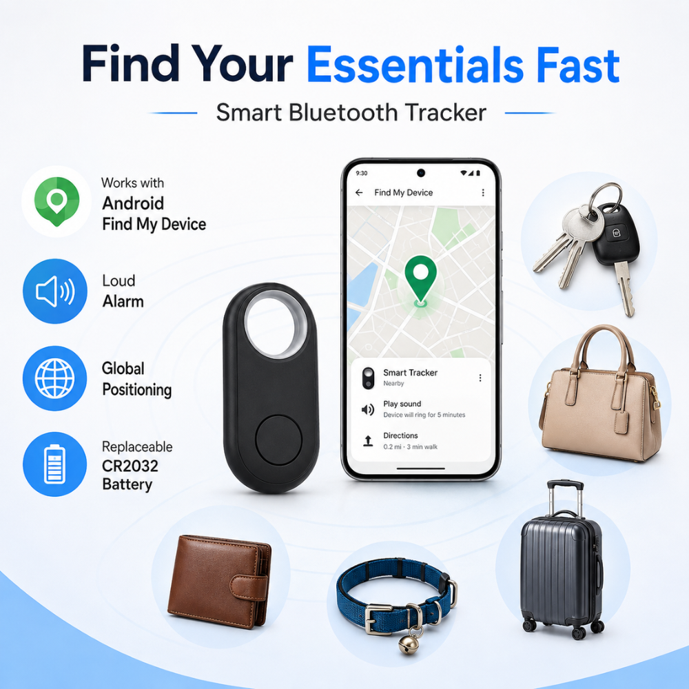 Bluetooth-Tracker für iPhone & Android – Smart Tag mit Apple Wo ist? & Google Find My Device für Schlüssel, Tasche & Gepäck