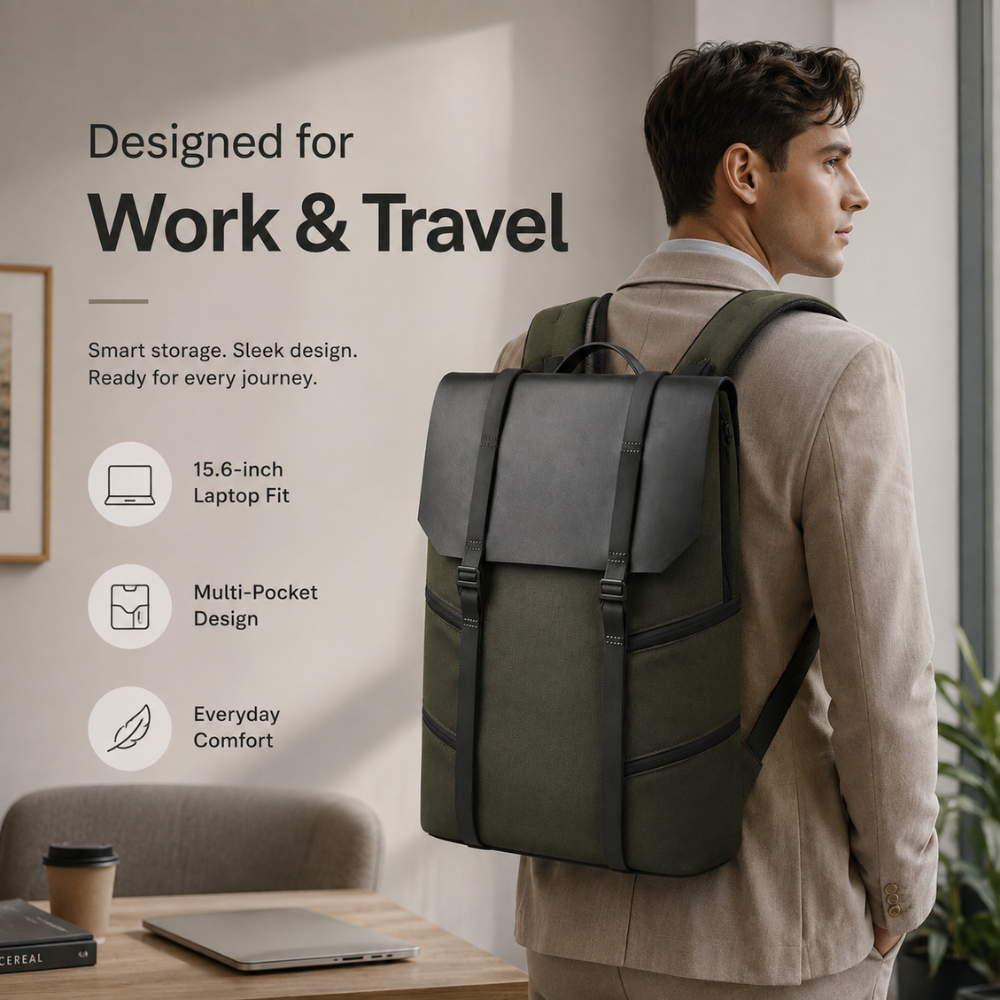 Urbaner Business-Laptoprucksack 30 × 12 × 42 cm – Wasserabweisender Oxford-Rucksack mit Trolleyband und Laptopfach