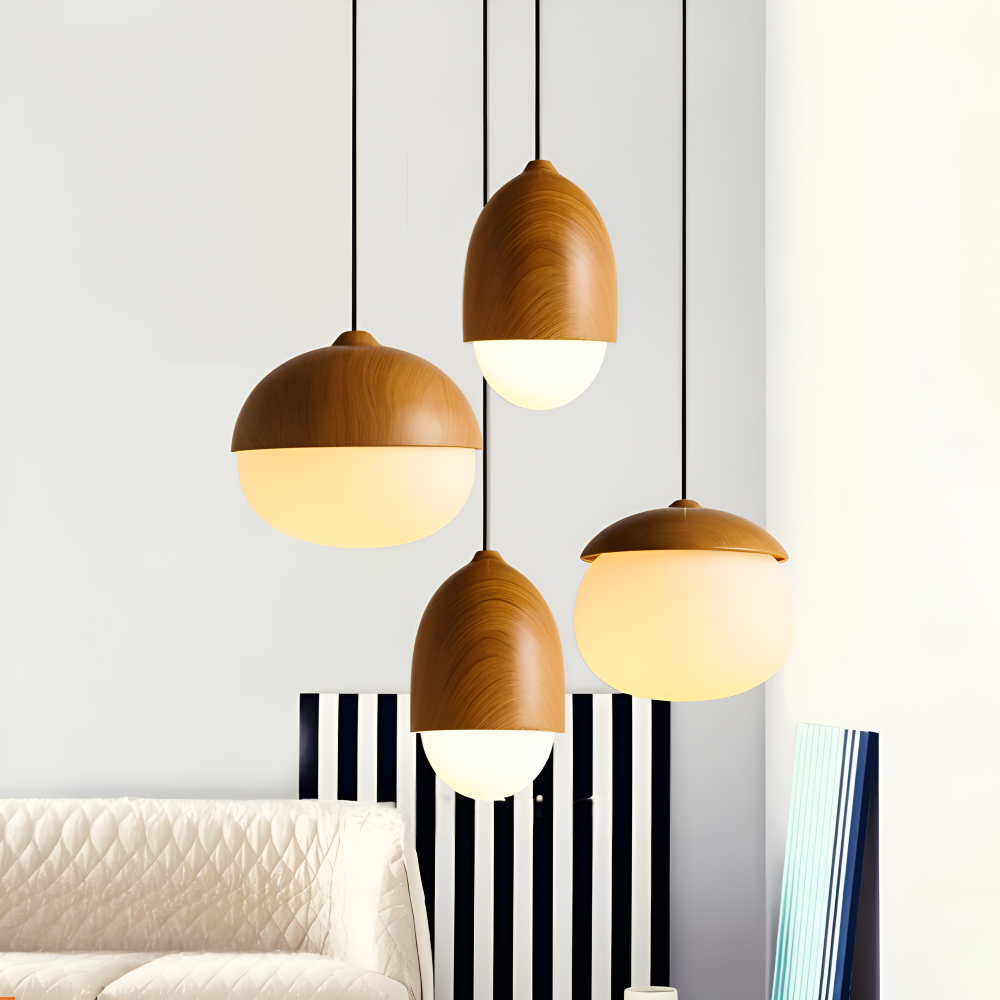 AcornNut Pendelleuchte - E27 Vintage Hängelampe mit Mattiertem Glasschirm