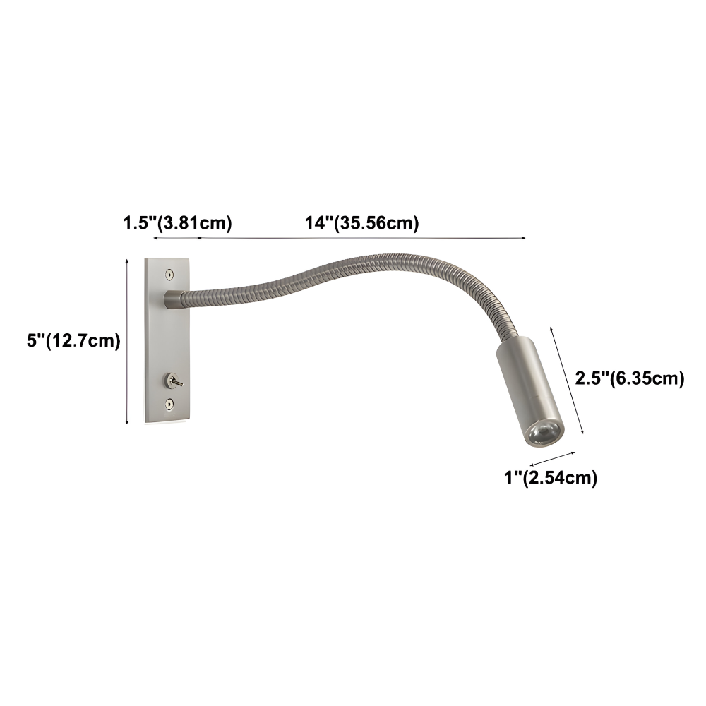 Verstellbare Wandleuchte mit Gebogenem Arm und Flexiblem Hals