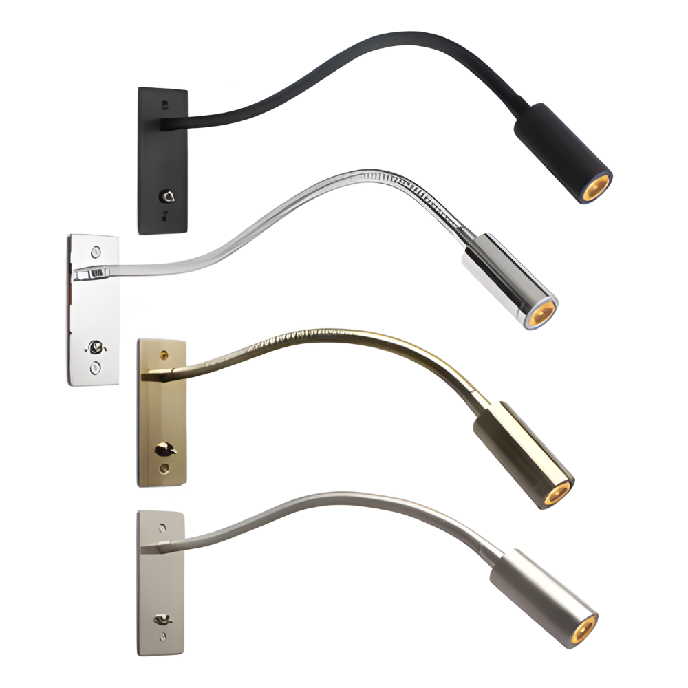 Verstellbare Wandleuchte mit Gebogenem Arm und Flexiblem Hals