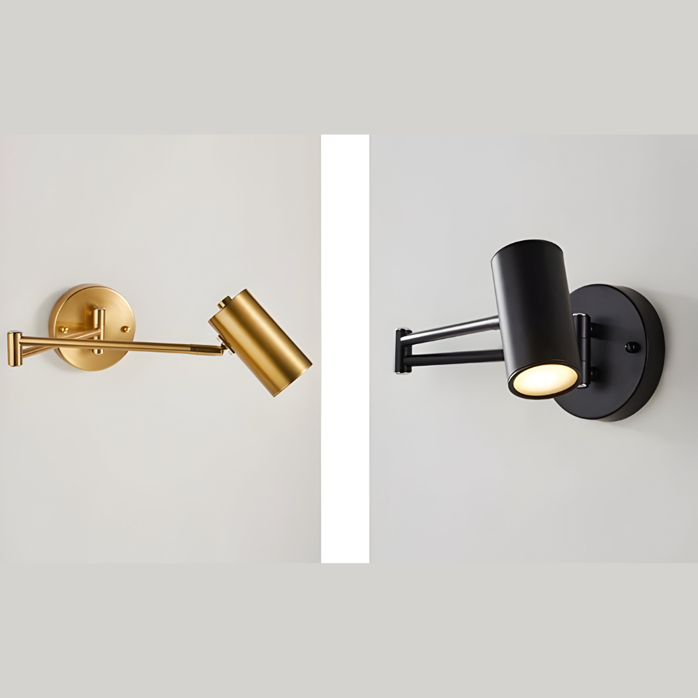 Adjustible Arm Wandleuchte - Flexible Gold & Schwarz Wandlampe - Wandlampen Design für Schlafzimmer