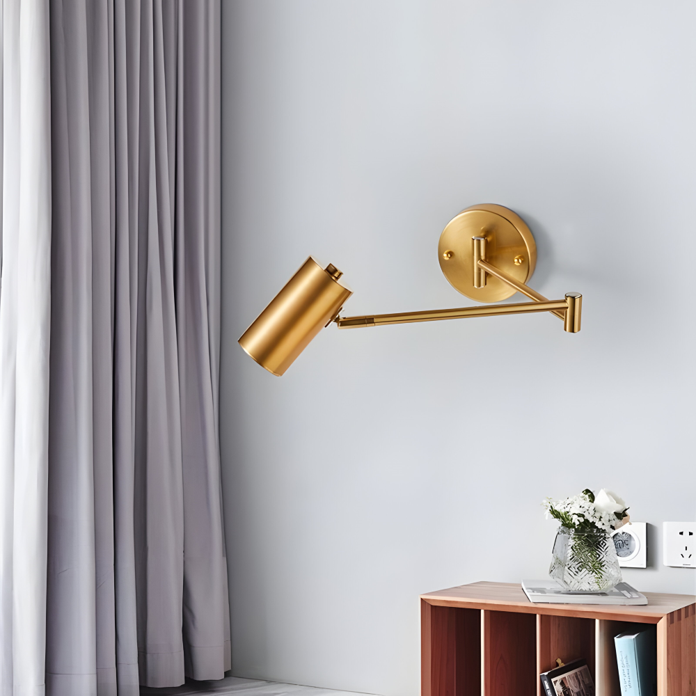 Adjustible Arm Wandleuchte - Flexible Gold & Schwarz Wandlampe - Wandlampen Design für Schlafzimmer