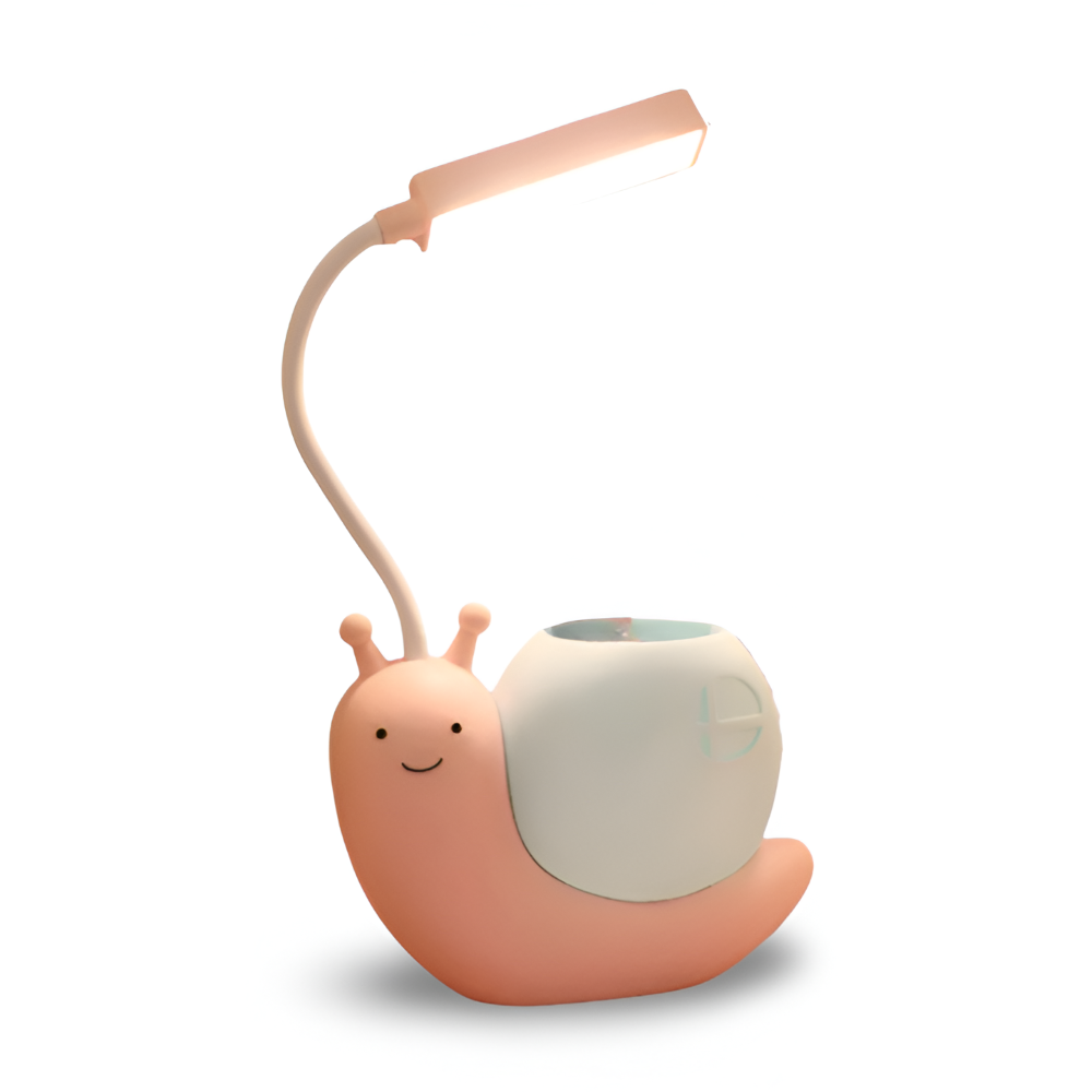 Adorable Snail Shaped LED Schreibtischlampe - Wiederaufladbare USB Tischlampe - Augenfreundliches Nachtlicht, Praktischer Stiftehalter
