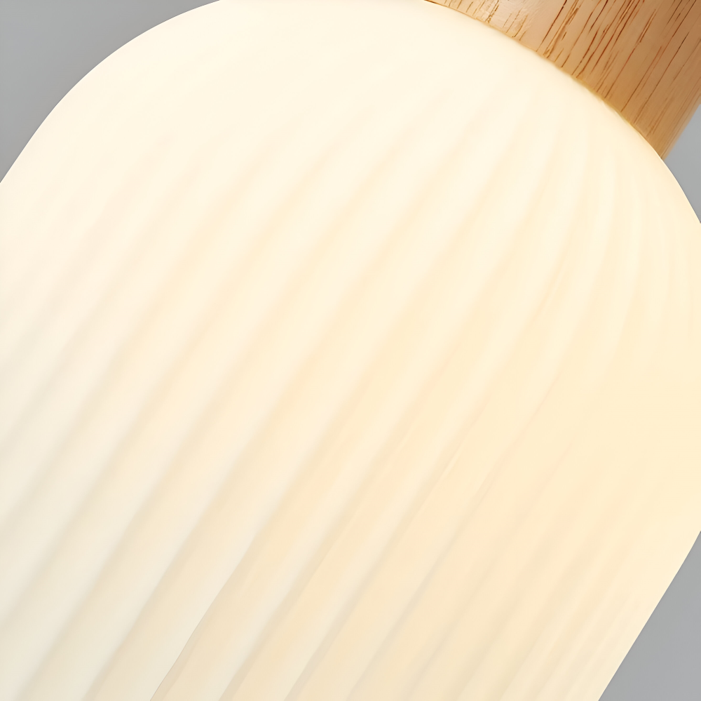 AkariLuxe Pendelleuchte - Elegante Japanische Milky Weiß Gerippte Glas Hängelampe