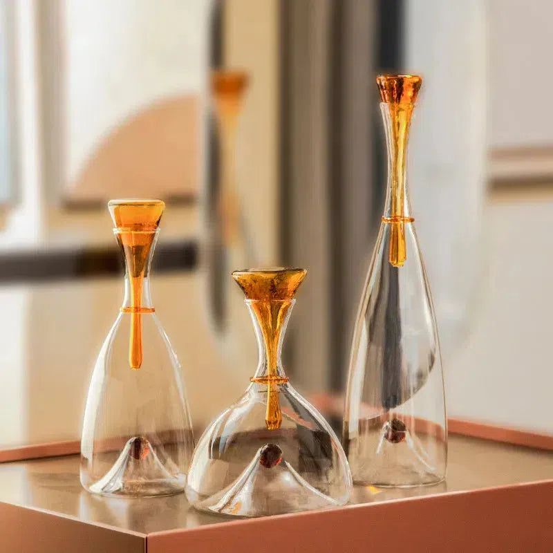 Aladino Weinkaraffe | Mundgeblasen, Klarglas mit Farbiger Stopfenkugel 2