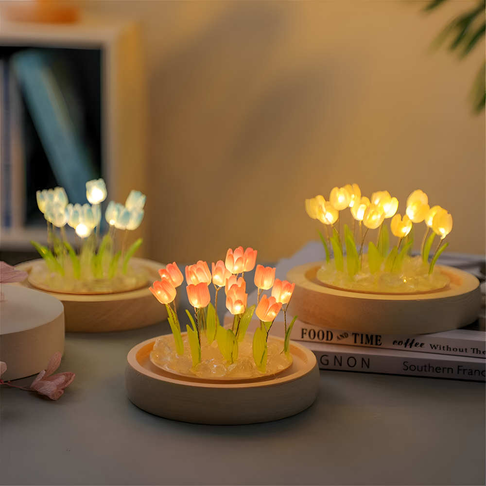 ArtifiTulip Tischlampe - Charmantes DIY LED Blumen Nachtlicht