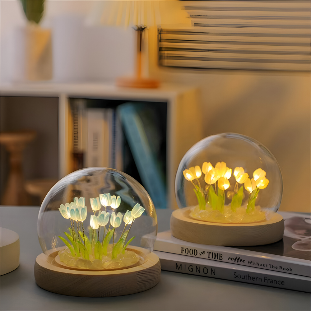 ArtifiTulip Tischlampe - Charmantes DIY LED Blumen Nachtlicht