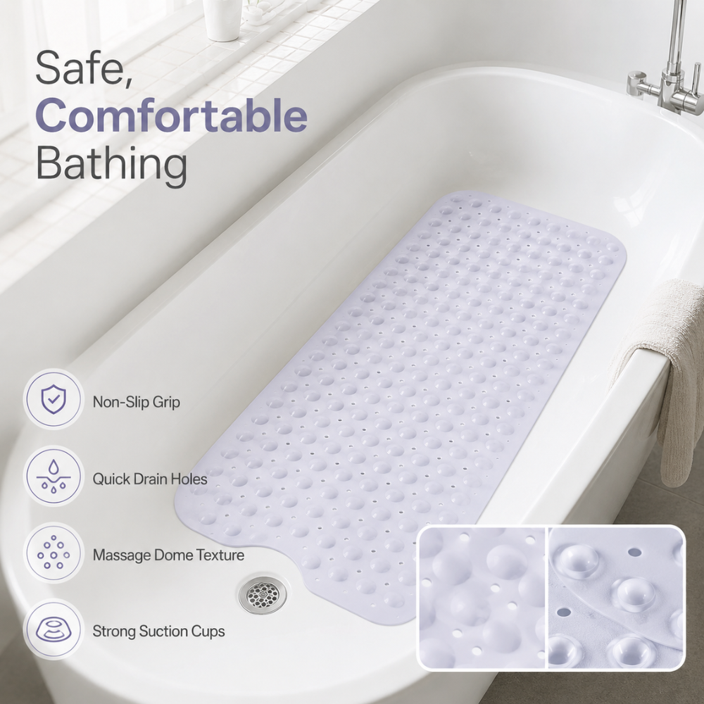 Badewannenmatte Rutschfest – Anti-Rutsch Badematte mit Saugnäpfen für Badewanne & Dusche