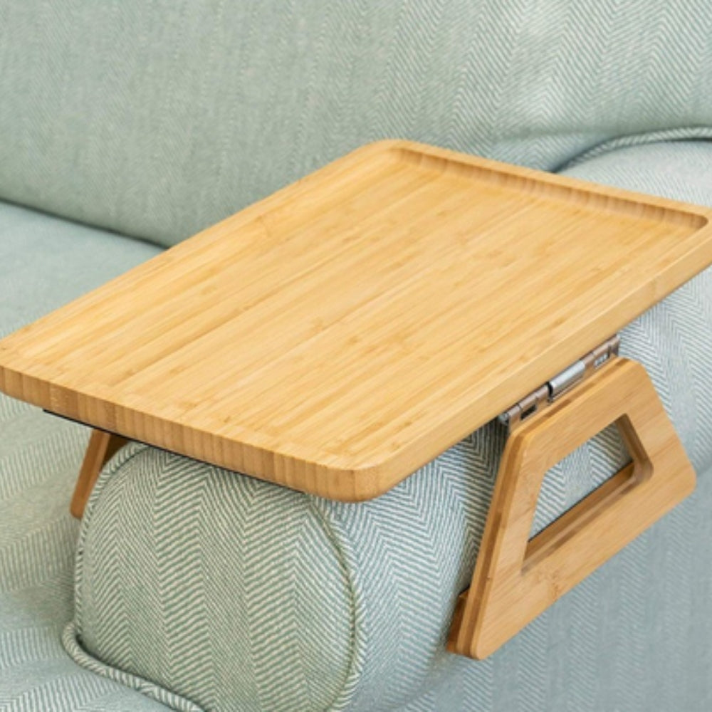 Bamboo Armrest Table Tray | Adjustable Clip-On Design, Eco-Friendly Bamboo 2