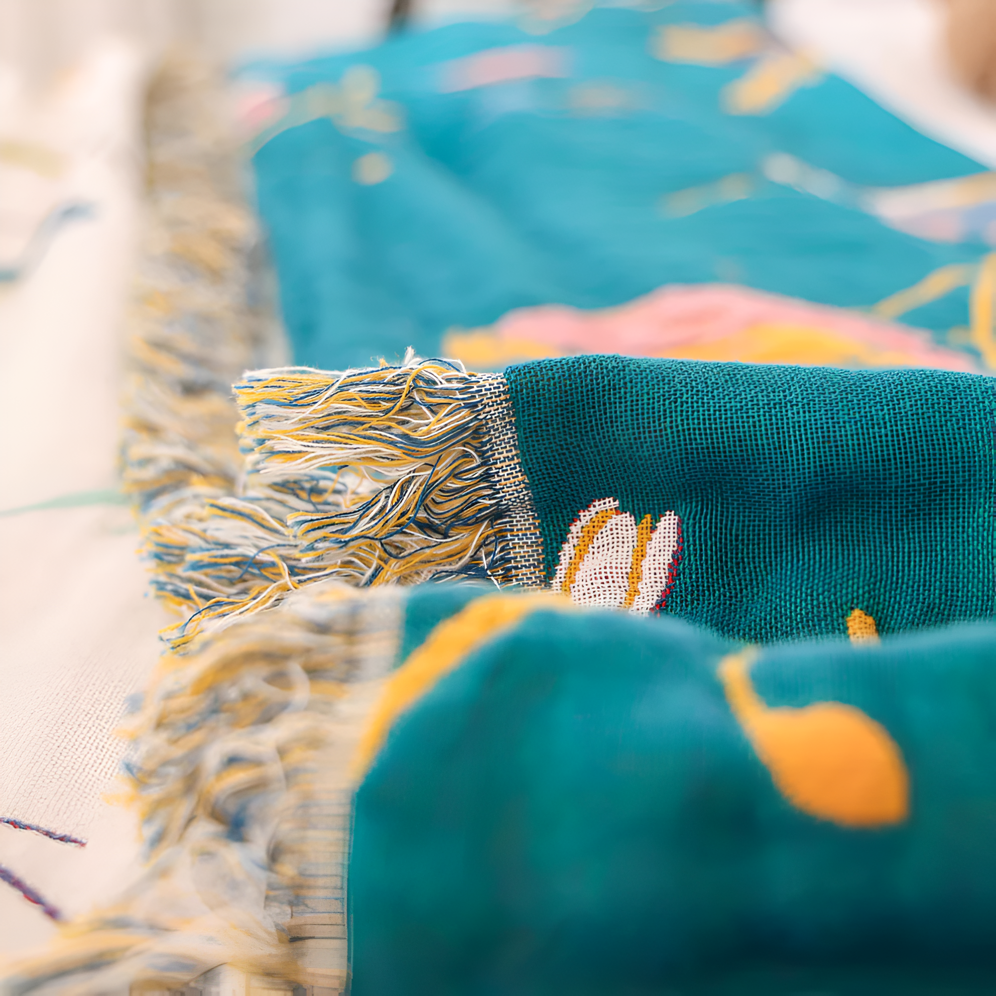 Bina Boho Wolldecke | 100% Baumwolle, Charmantes Vogeldesign für Sofa 6
