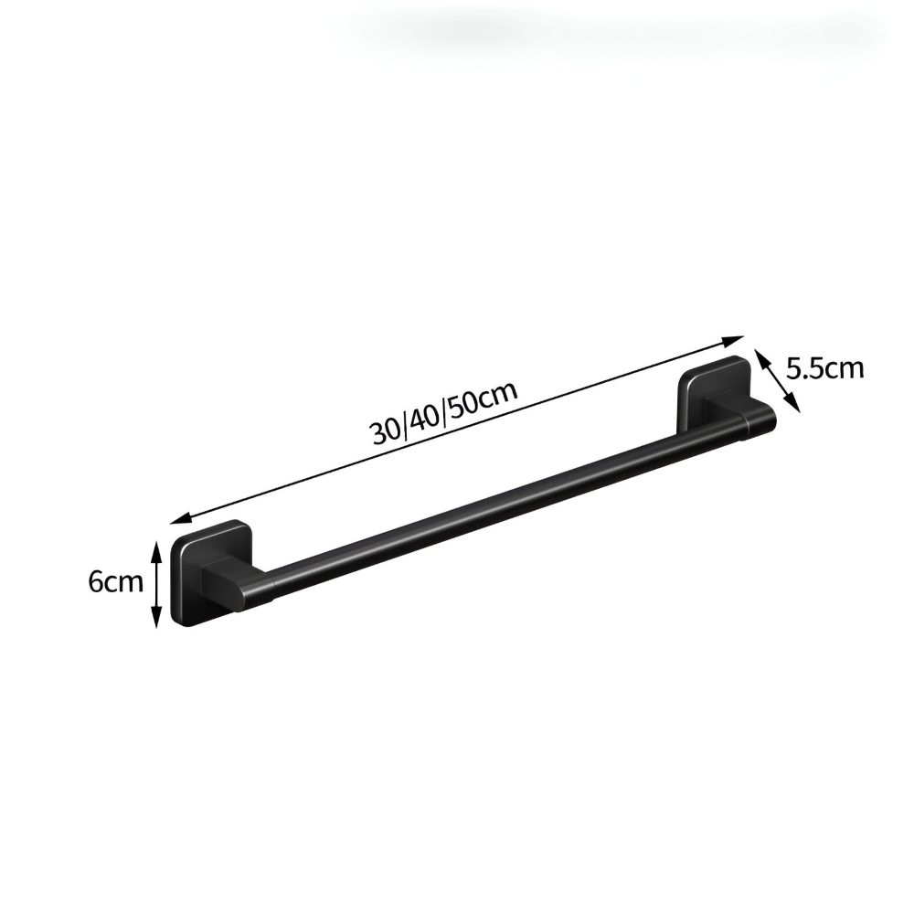 Schwarzer Handtuchhalter - Selbstklebend Aluminium Handtuchstange - 30/40/50cm