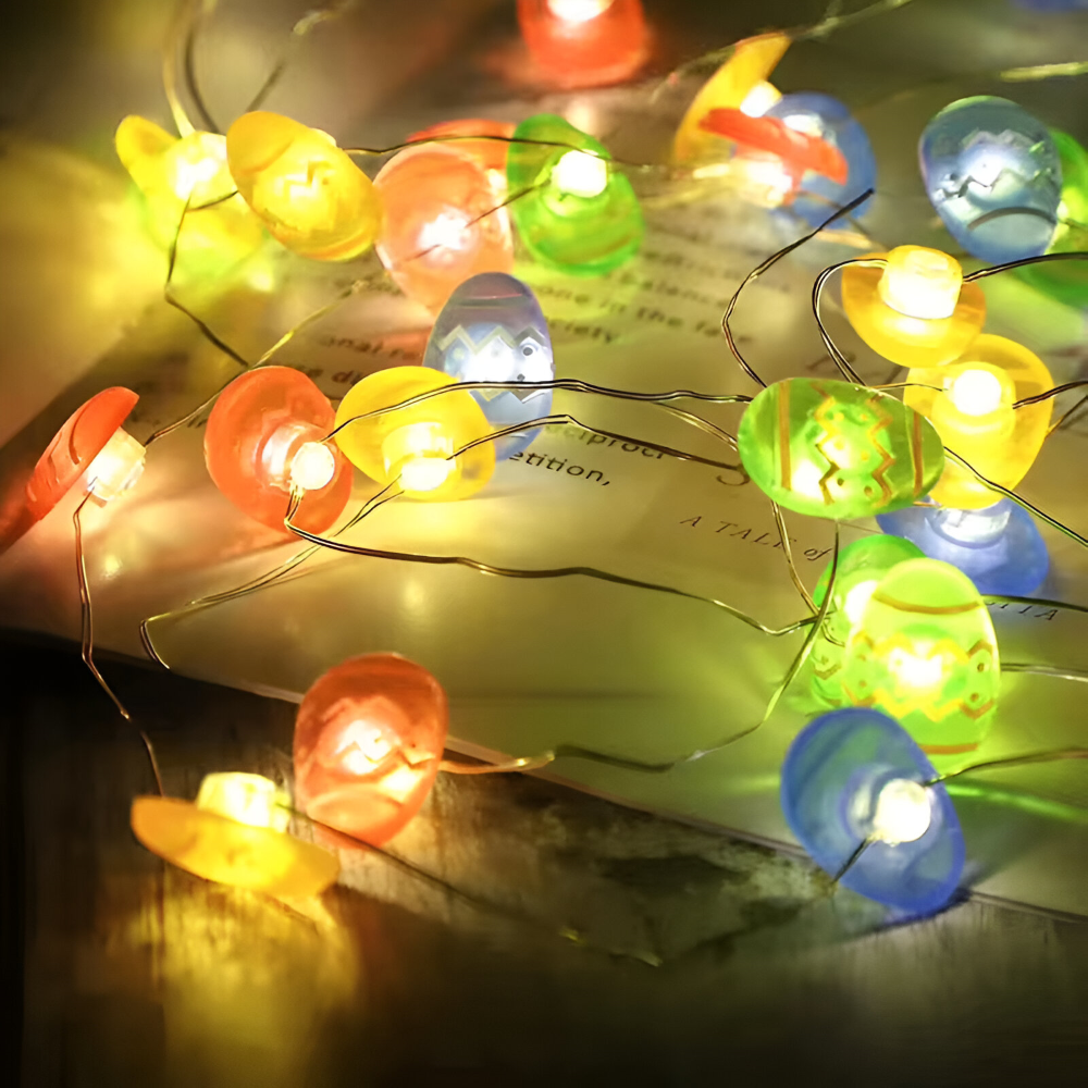 Blinky Osterlicht - Bunte 200CM 20LED Hase/Karotte/Küken/Ei Lichterkette Osterdeko