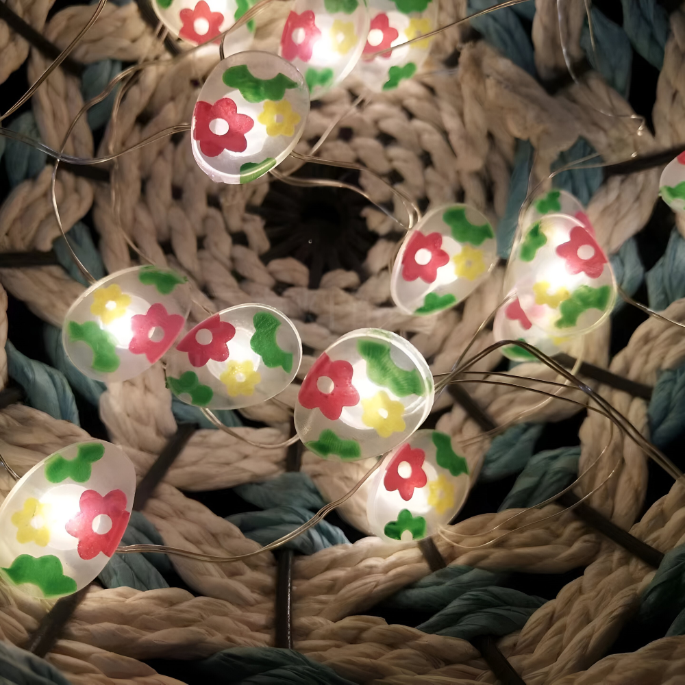 Blinky Osterlicht - Bunte 200CM 20LED Hase/Karotte/Küken/Ei Lichterkette Osterdeko