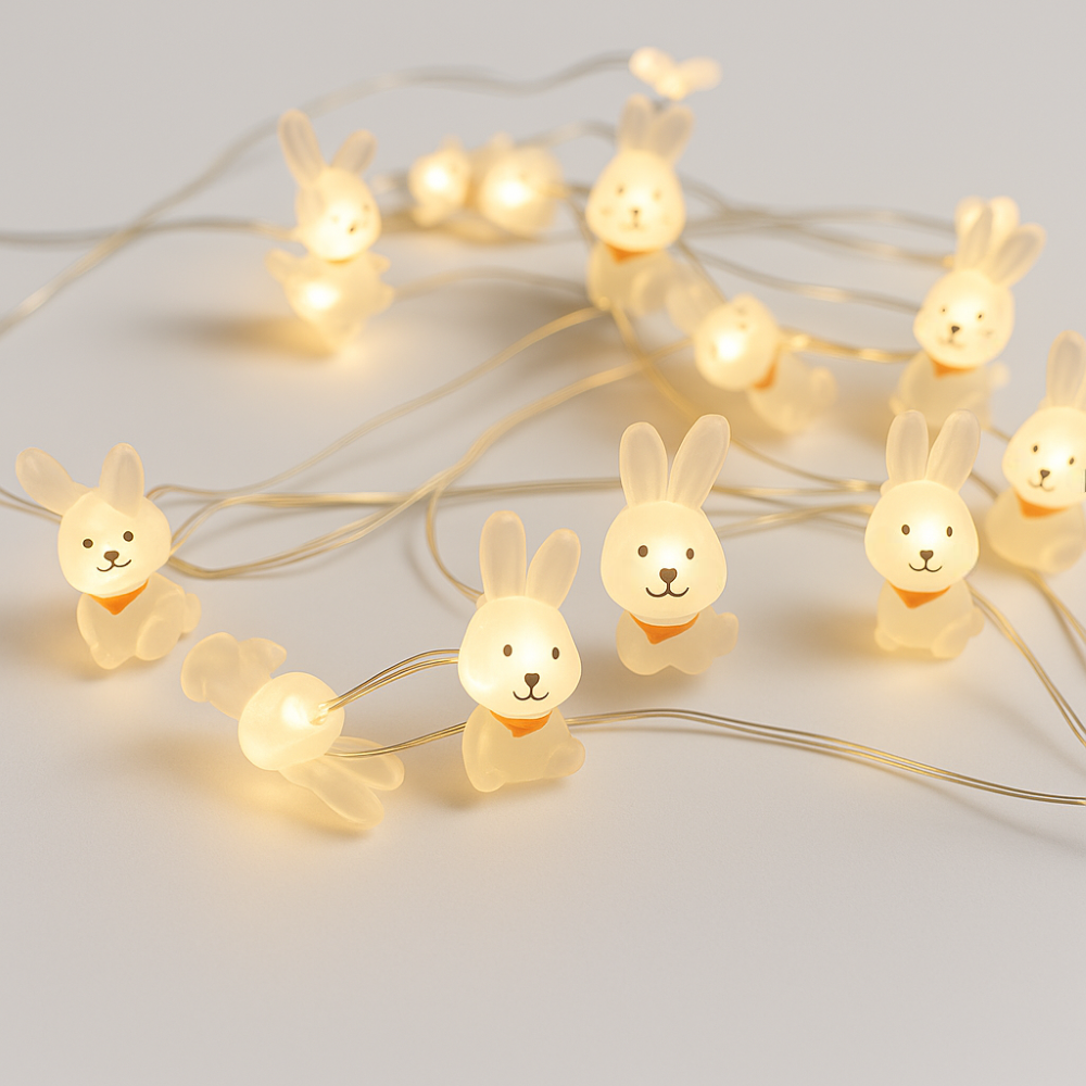 Blinky Osterlicht - Bunte 200CM 20LED Hase/Karotte/Küken/Ei Lichterkette Osterdeko