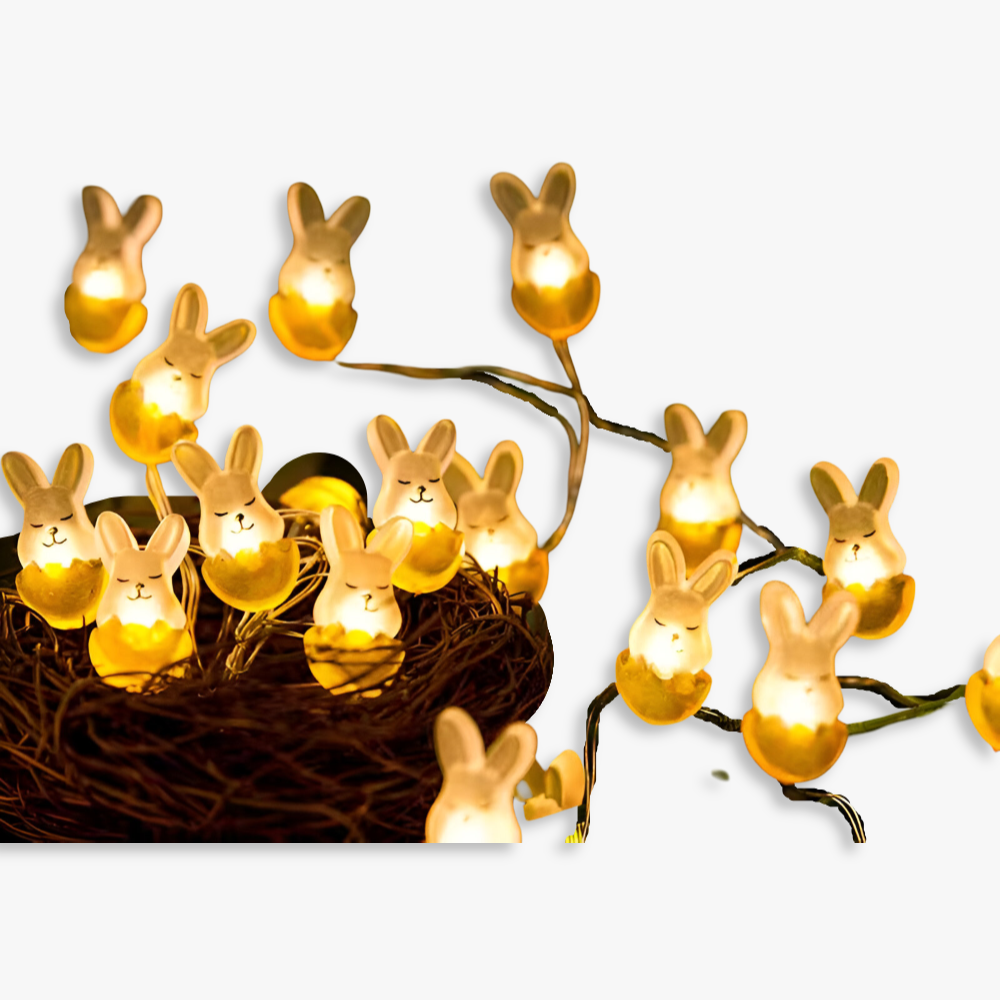 Blinky Osterlicht - Bunte 200CM 20LED Hase/Karotte/Küken/Ei Lichterkette Osterdeko