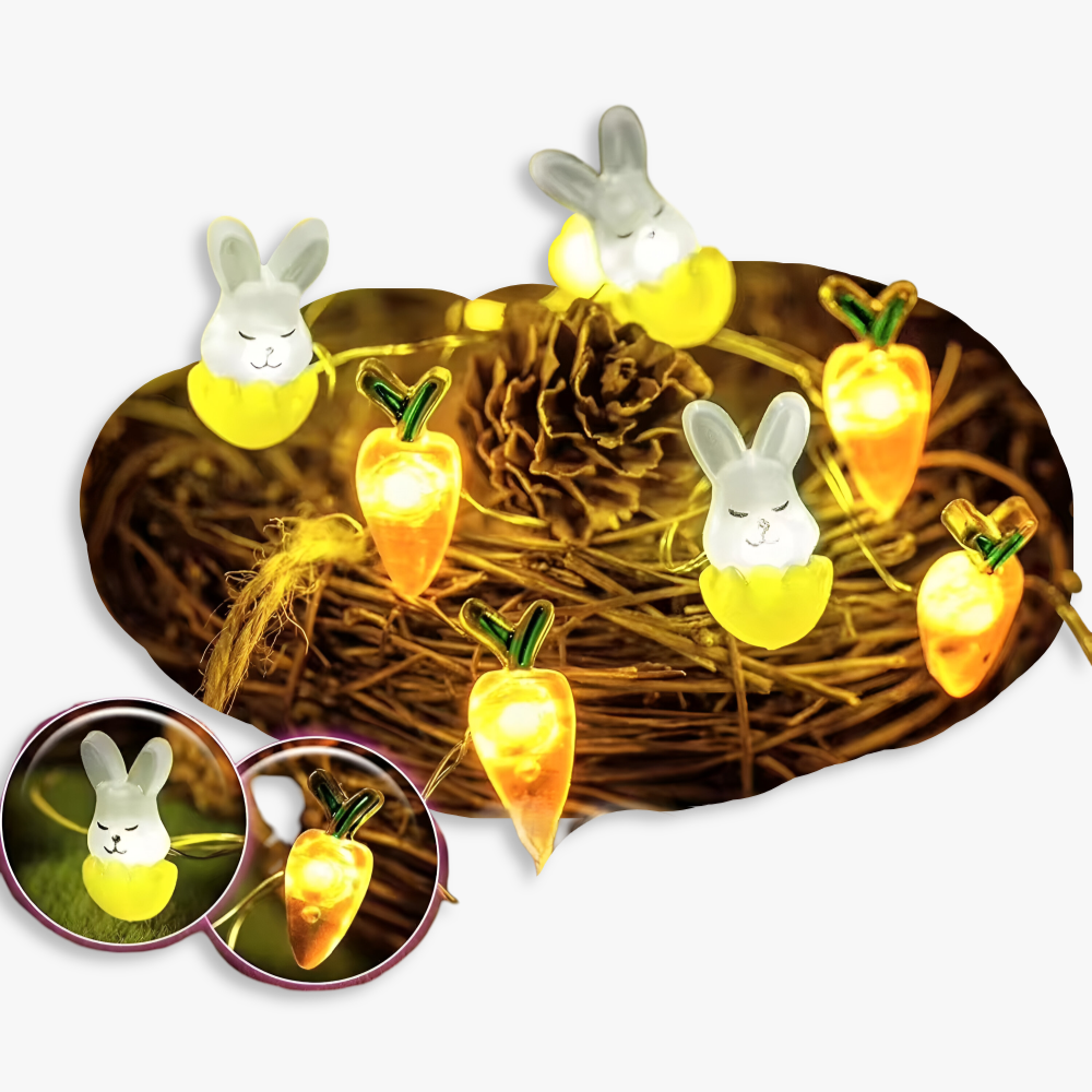 Blinky Osterlicht - Bunte 200CM 20LED Hase/Karotte/Küken/Ei Lichterkette Osterdeko