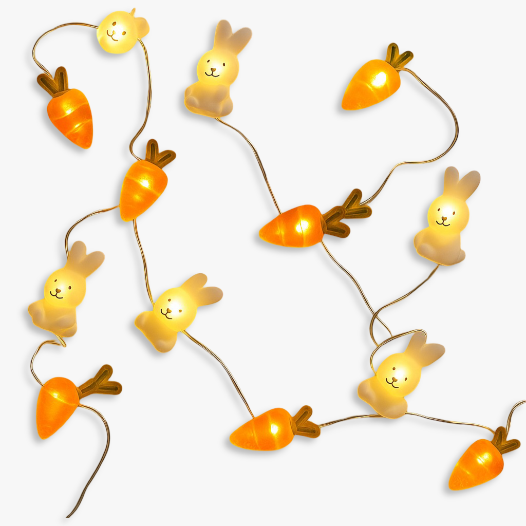 Blinky Osterlicht - Bunte 200CM 20LED Hase/Karotte/Küken/Ei Lichterkette Osterdeko