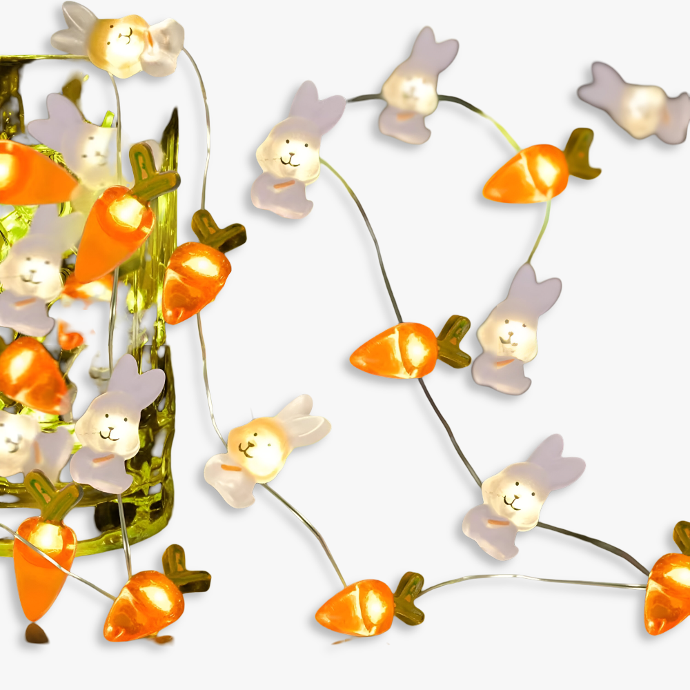 Blinky Osterlicht - Bunte 200CM 20LED Hase/Karotte/Küken/Ei Lichterkette Osterdeko