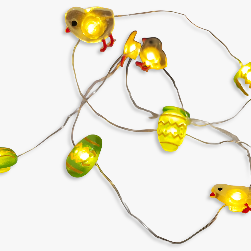 Blinky Osterlicht - Bunte 200CM 20LED Hase/Karotte/Küken/Ei Lichterkette Osterdeko