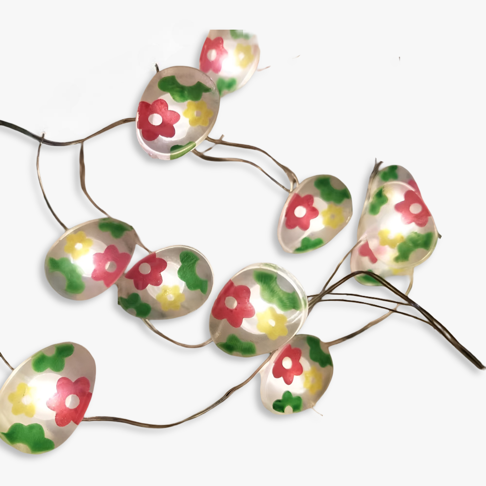 Blinky Osterlicht - Bunte 200CM 20LED Hase/Karotte/Küken/Ei Lichterkette Osterdeko