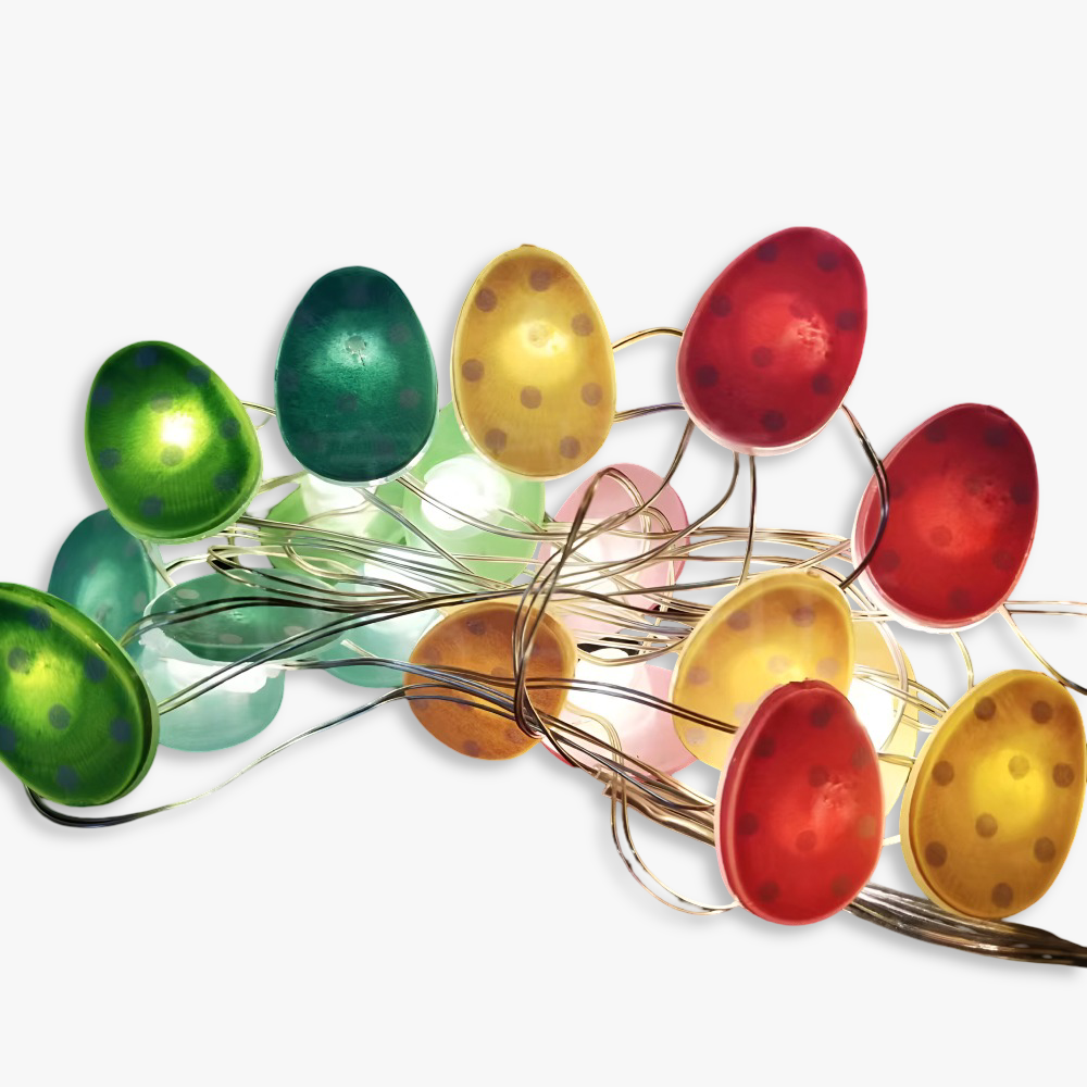 Blinky Osterlicht - Bunte 200CM 20LED Hase/Karotte/Küken/Ei Lichterkette Osterdeko
