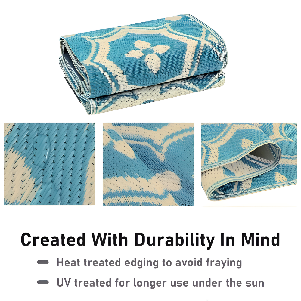 BlueBliss Outdoor-Teppich - Geometrischer Polypropylen-Teppich