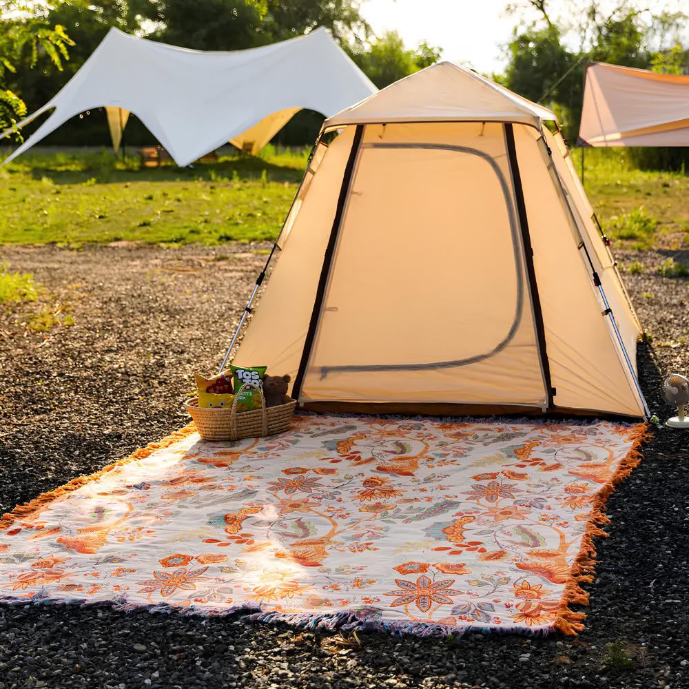 Boho Jacquard Baumwolldecke mit Fransen – Sofadecke, Tagesdecke & Bettüberwurf mit floralem Muster