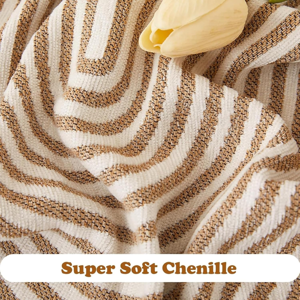 Boho Sofabezug Chenille – Rutschfeste Sofadecke mit Fransen für Couch, Sofa & Wohnzimmer