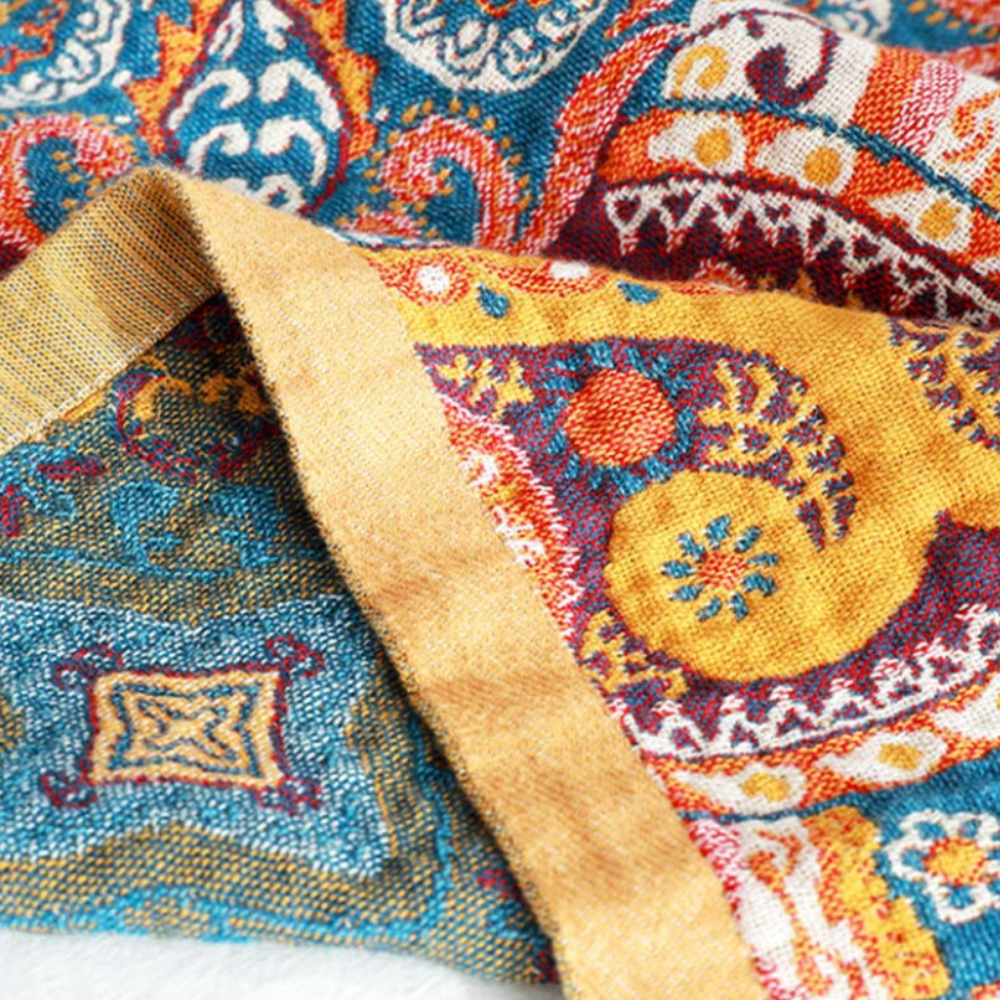 Boho Wendedecke Atmungsaktiv – Bunte Überwurfdecke mit Paisley Muster für Sofa, Bett & Wohnzimmer