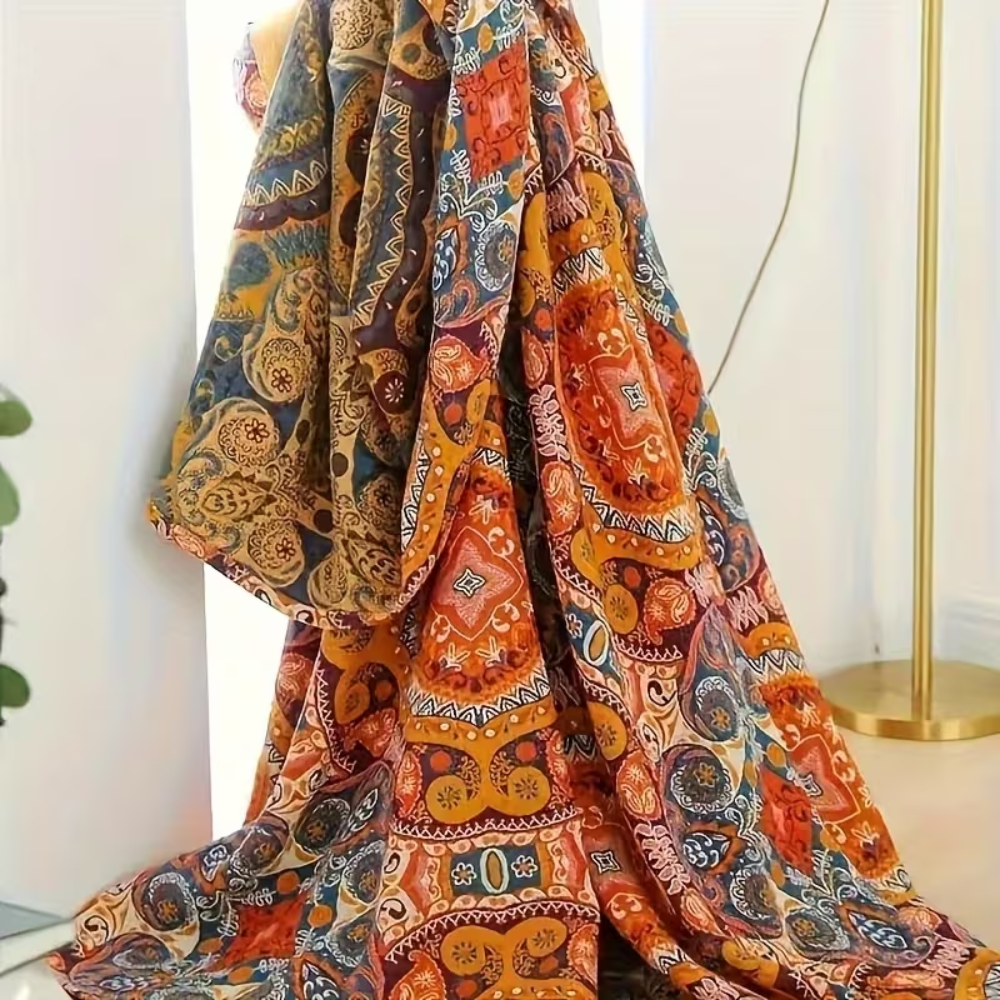 Boho Wendedecke Atmungsaktiv – Bunte Überwurfdecke mit Paisley Muster für Sofa, Bett & Wohnzimmer