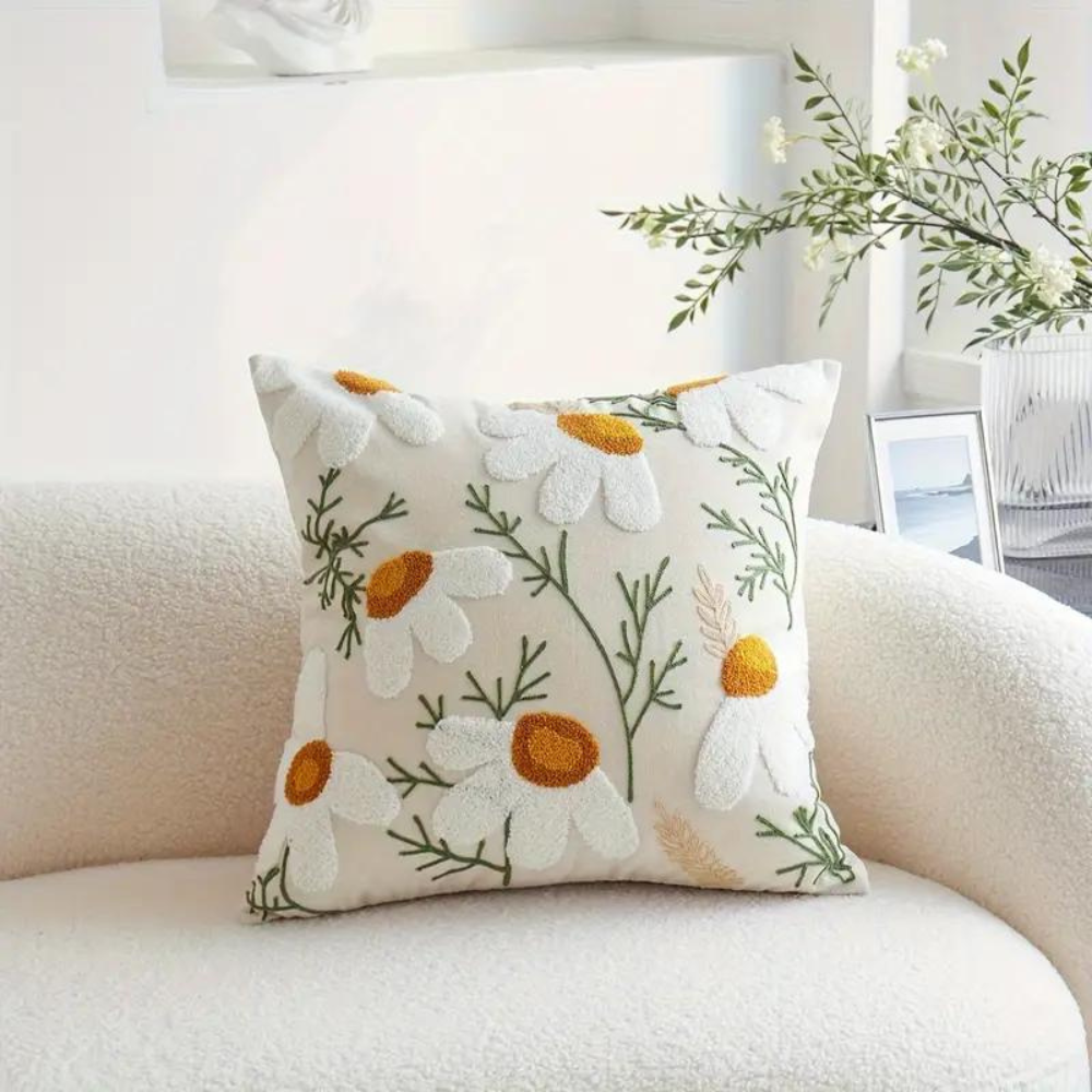 Botanical Kissenbezug - Weiche Mikrofaser Baumwolle in Gelb für Sofas und Sessel 1