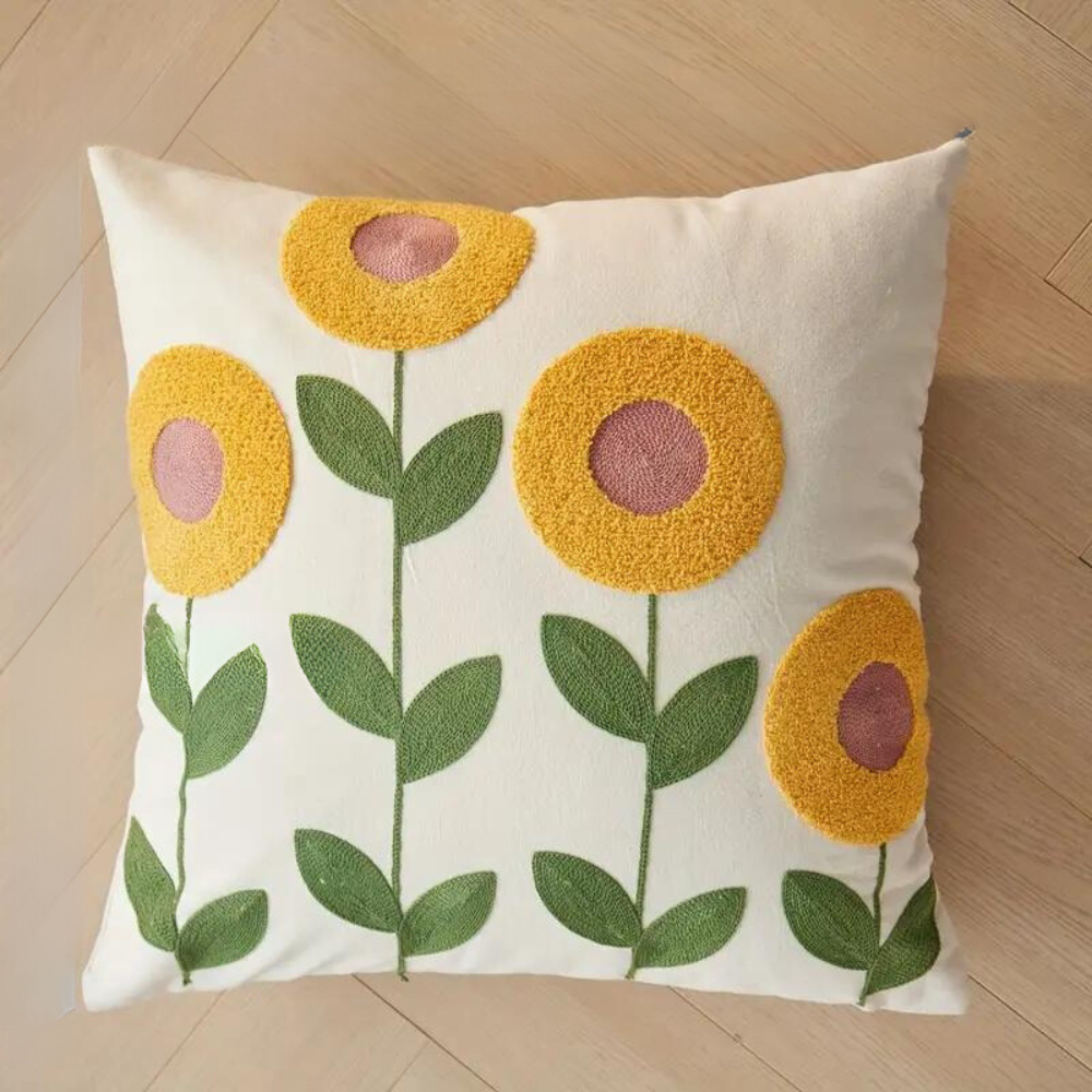 Botanical Kissenbezug - Weiche Mikrofaser Baumwolle in Gelb für Sofas und Sessel 4