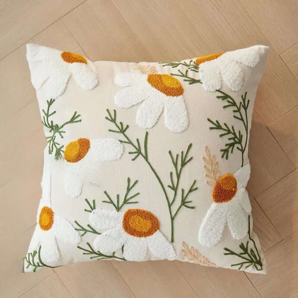 Botanical Kissenbezug - Weiche Mikrofaser Baumwolle in Gelb für Sofas und Sessel 5