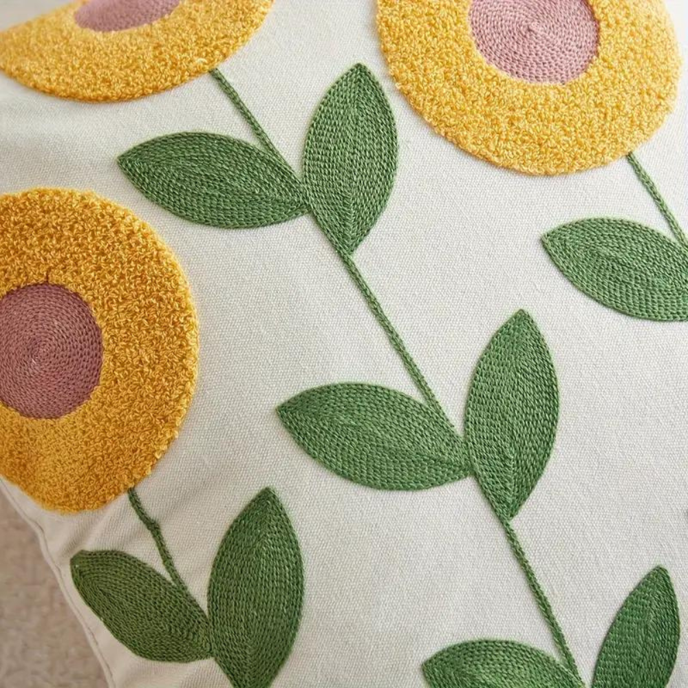 Botanical Kissenbezug - Weiche Mikrofaser Baumwolle in Gelb für Sofas und Sessel 6