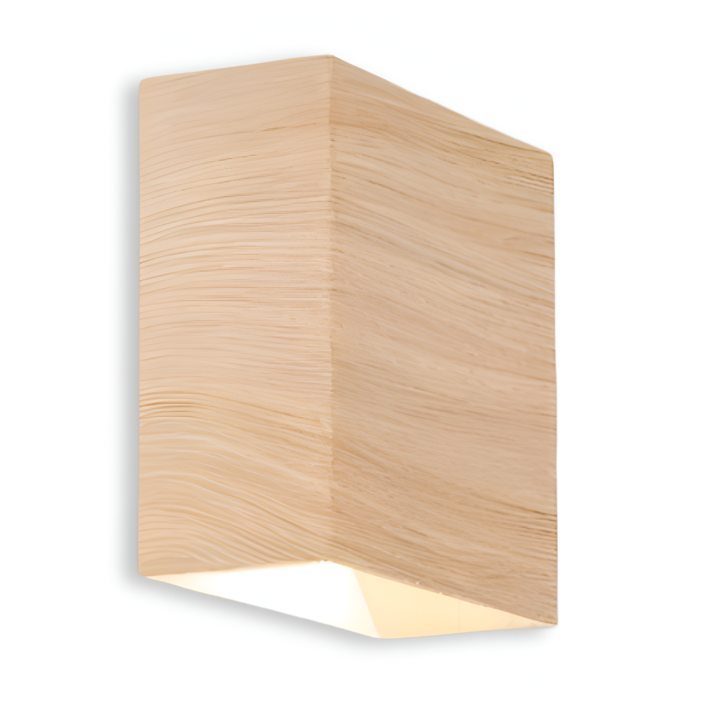 Boxy Wandleuchte - Rechteckige Up & Down Beleuchtung Wandleuchte aus Holz - Wandleuchte LED für Schlafzimmer