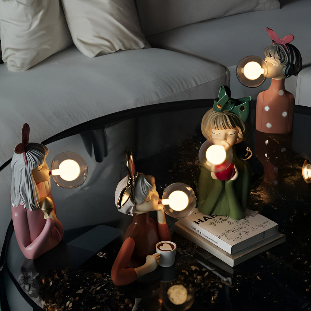 BubbleFairies Tischlampe - Charmantes Quartett Cartoon Mädchen Statuen