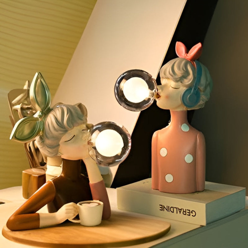 BubbleFairies Tischlampe - Charmantes Quartett Cartoon Mädchen Statuen