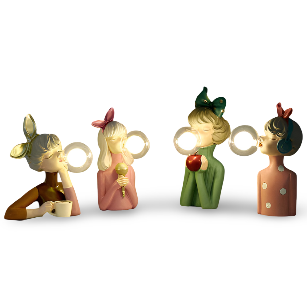 BubbleFairies Tischlampe - Charmantes Quartett Cartoon Mädchen Statuen