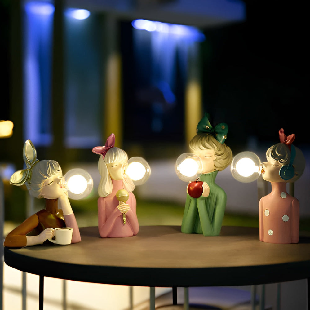 BubbleFairies Tischlampe - Charmantes Quartett Cartoon Mädchen Statuen