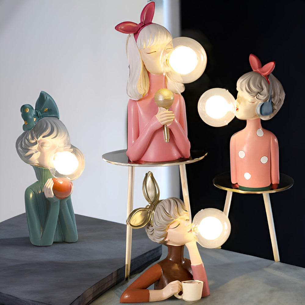 BubbleFairies Tischlampe - Charmantes Quartett Cartoon Mädchen Statuen
