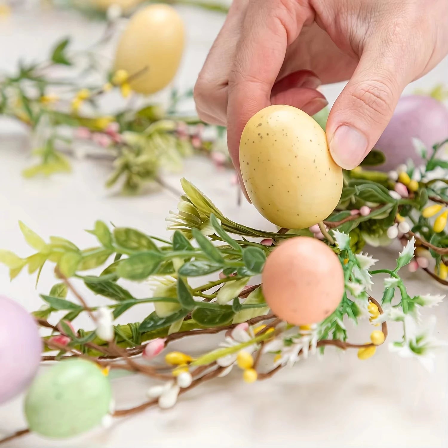 Bunter Festlicher Girlande - Künstlicher Seidenblumenkranz 1,7 Meter für Hochzeitsdekoration und Wohnzimmer 2