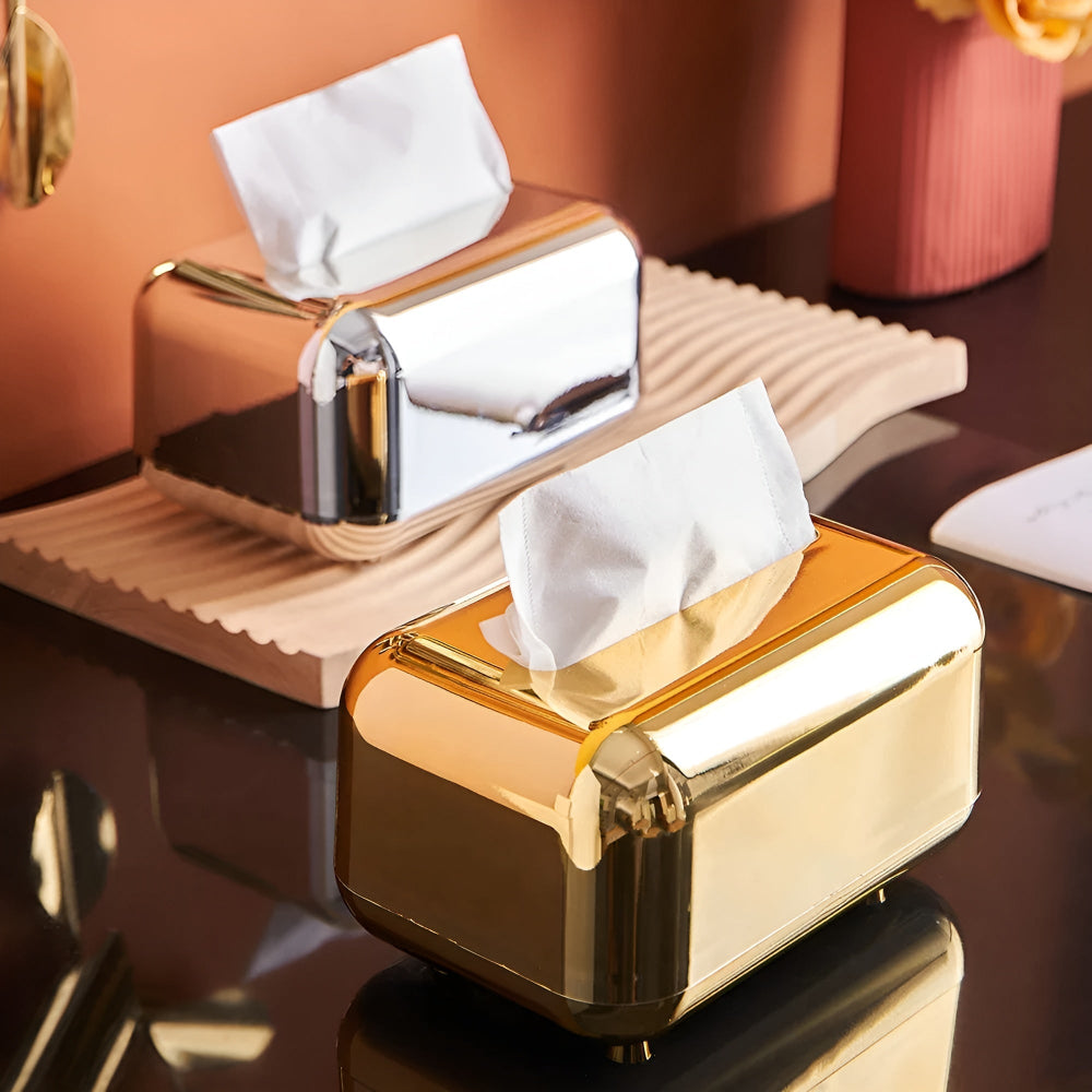 CaseDeluxe - Spiegel Finish Gold Tissue Box Aufbewahrungsbox Halter/Organizer